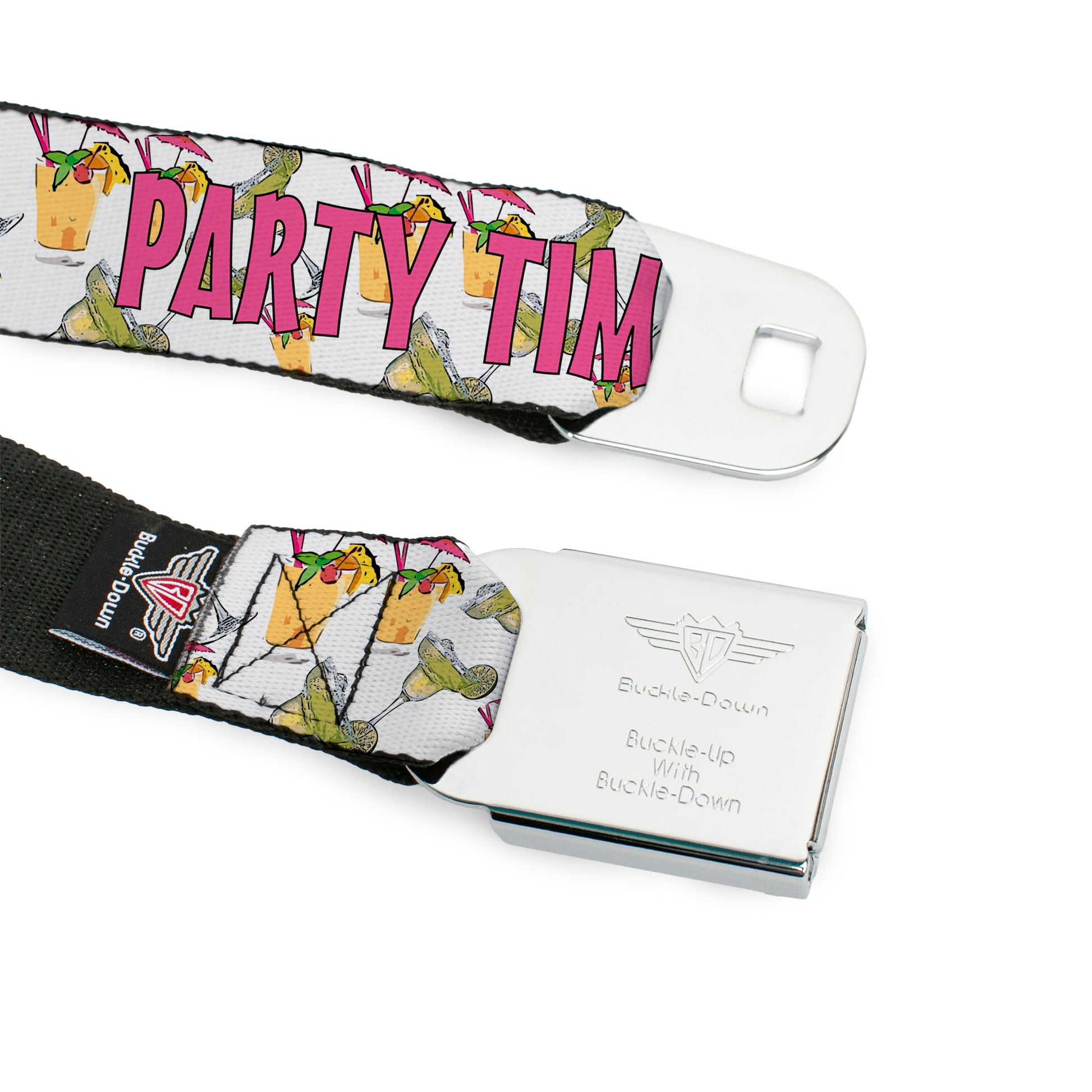 Seatbelt Belt - PARTY TIME! w/Drinks Seatbelt Belts Buckle-Down