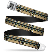 BD Wings Logo CLOSE-UP Full Color Black Silver Seatbelt Belt - Plaid Tan Webbing Seatbelt Belts Buckle-Down