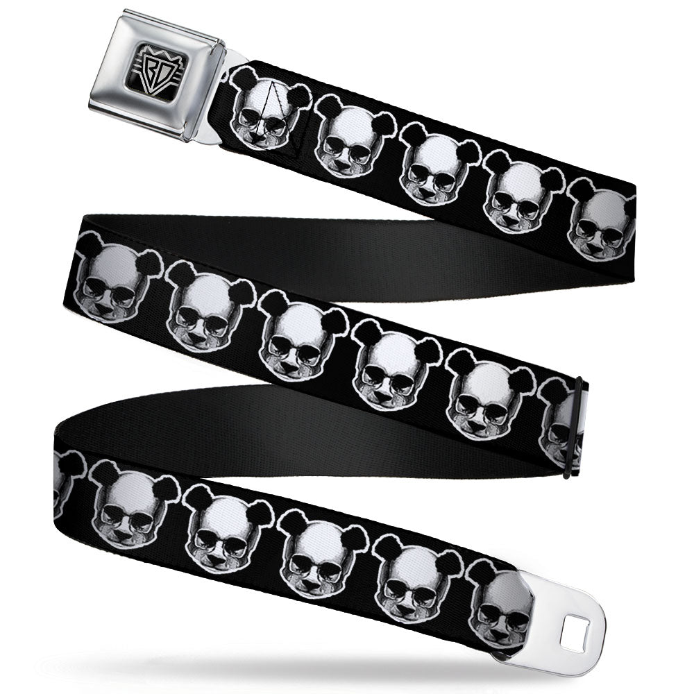 BD Wings Logo CLOSE-UP Full Color Black Silver Seatbelt Belt - Panda Skulls Webbing Seatbelt Belts Buckle-Down