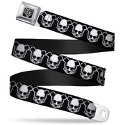 BD Wings Logo CLOSE-UP Full Color Black Silver Seatbelt Belt - Panda Skulls Webbing Seatbelt Belts Buckle-Down