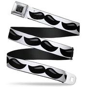 BD Wings Logo CLOSE-UP Full Color Black Silver Seatbelt Belt - Plastic Mustache White/Black Webbing Seatbelt Belts Buckle-Down