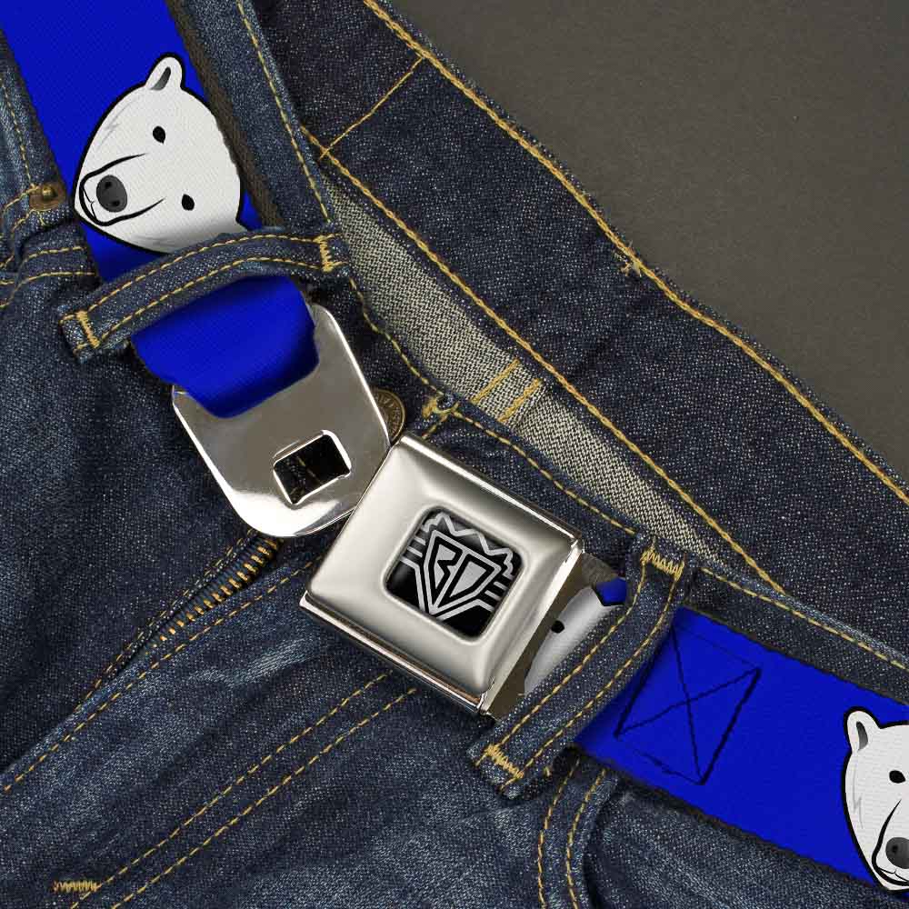 BD Wings Logo CLOSE-UP Full Color Black Silver Seatbelt Belt - Polar Bear w/Mustache Royal Webbing Seatbelt Belts Buckle-Down