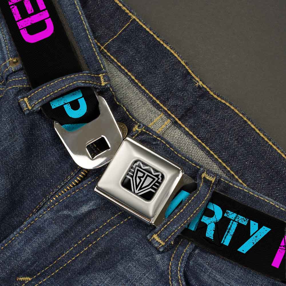 Seatbelt Belt - PARTY NAKED Black/Turquoise/Fuchsia Seatbelt Belts Buckle-Down