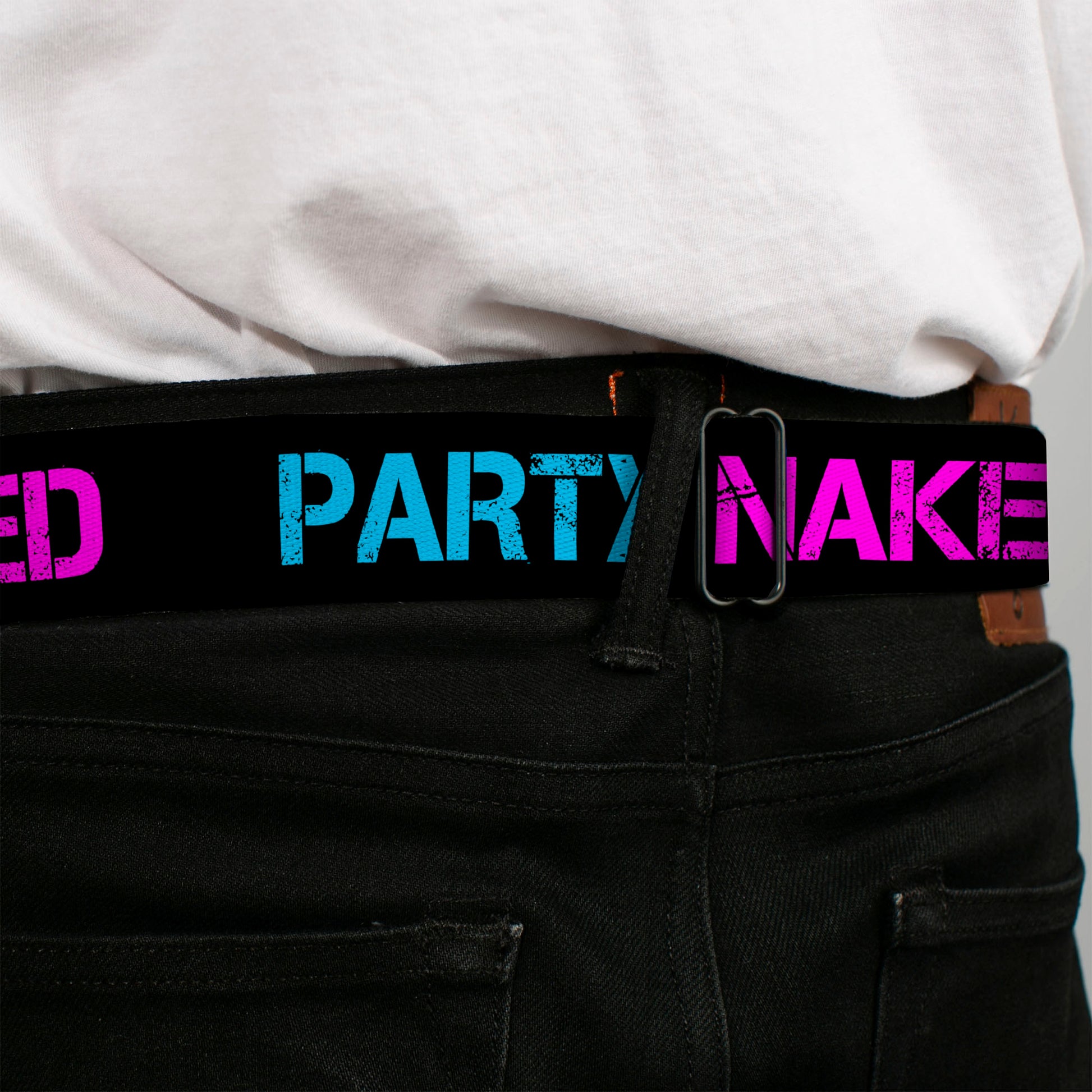 Seatbelt Belt - PARTY NAKED Black/Turquoise/Fuchsia Seatbelt Belts Buckle-Down