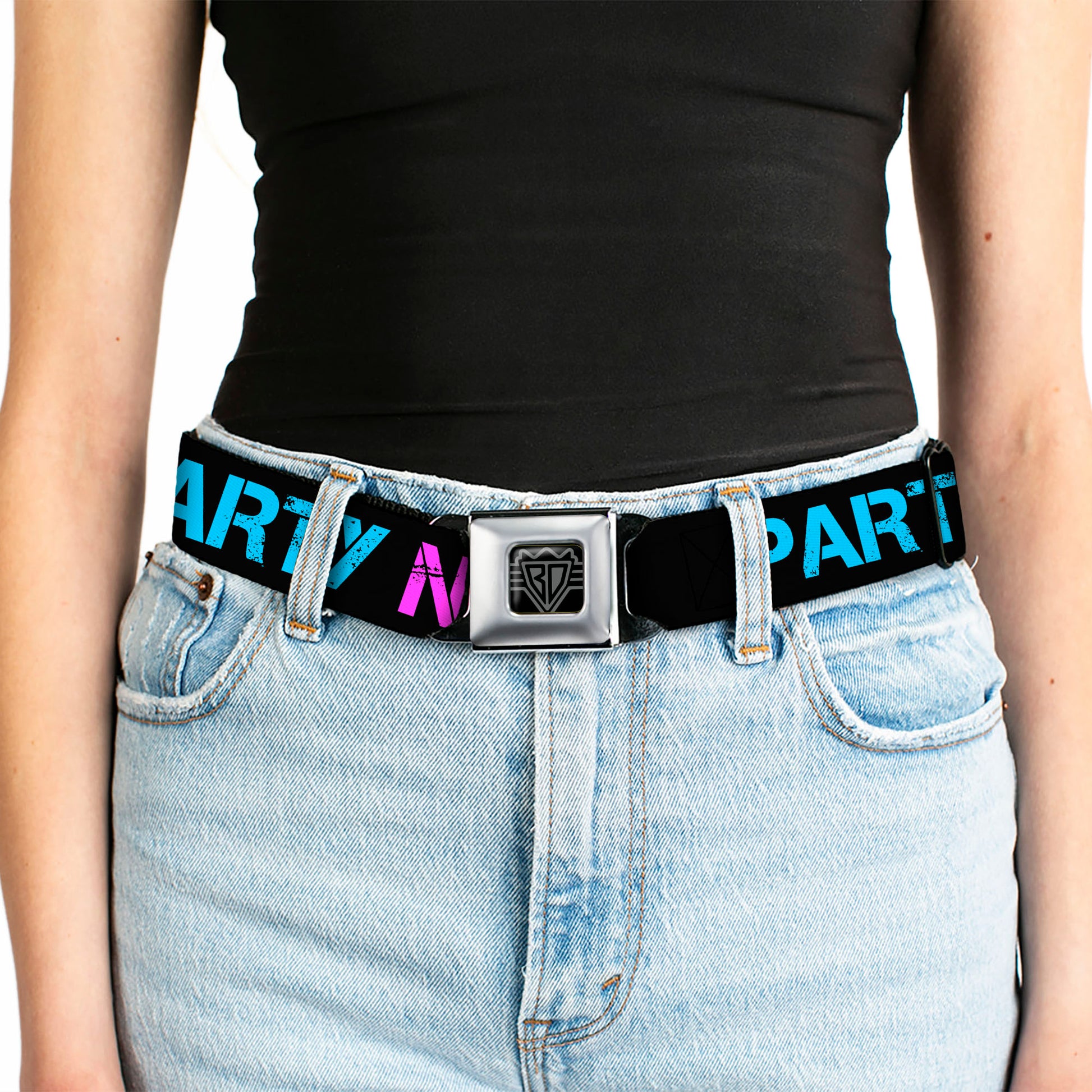 Seatbelt Belt - PARTY NAKED Black/Turquoise/Fuchsia Seatbelt Belts Buckle-Down