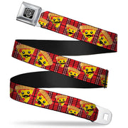 BD Wings Logo CLOSE-UP Full Color Black Silver Seatbelt Belt - Pizza Man Plaid Red Webbing Seatbelt Belts Buckle-Down