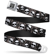 BD Wings Logo CLOSE-UP Full Color Black Silver Seatbelt Belt - Panda w/Sunglasses & Palm Trees Webbing Seatbelt Belts Buckle-Down