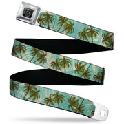 BD Wings Logo CLOSE-UP Black/Silver Seatbelt Belt - Palm Trees Swaying Tan/Teal Webbing Seatbelt Belts Buckle-Down