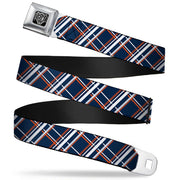 BD Wings Logo CLOSE-UP Full Color Black Silver Seatbelt Belt - Plaid X2 Navy/White/Orange Webbing Seatbelt Belts Buckle-Down