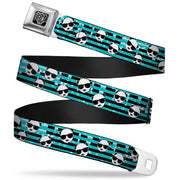 BD Wings Logo CLOSE-UP Full Color Black Silver Seatbelt Belt - Multi Panda w/Sunglasses Stripe Turquoise/Black Webbing Seatbelt Belts Buckle-Down
