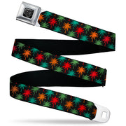 BD Wings Logo CLOSE-UP Black/Silver Seatbelt Belt - Palm Trees Black/Multi Color Webbing Seatbelt Belts Buckle-Down