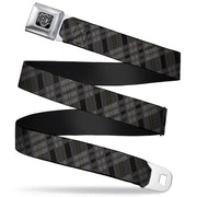 BD Wings Logo CLOSE-UP Full Color Black Silver Seatbelt Belt - Plaid Gray/Black/Brown Webbing Seatbelt Belts Buckle-Down