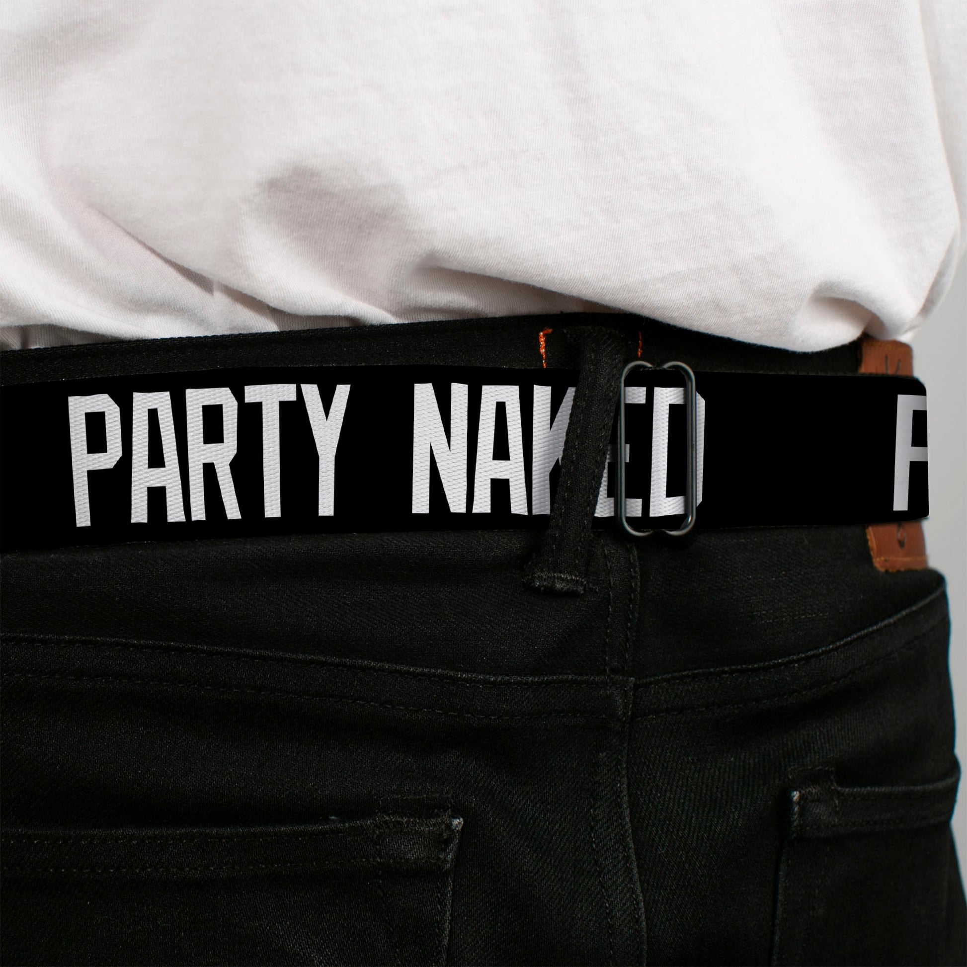 Seatbelt Belt - PARTY NAKED Black/White Seatbelt Belts Buckle-Down