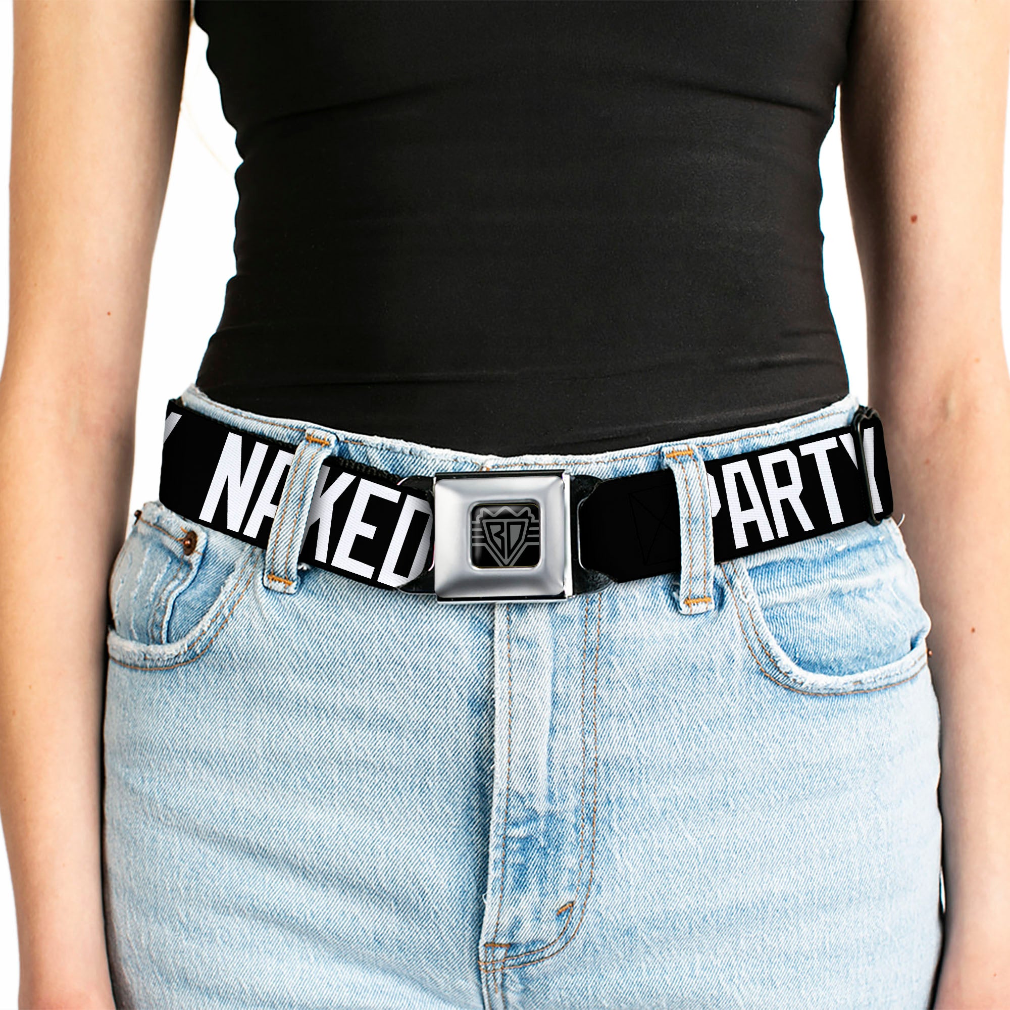 Seatbelt Belt - PARTY NAKED Black/White Seatbelt Belts Buckle-Down