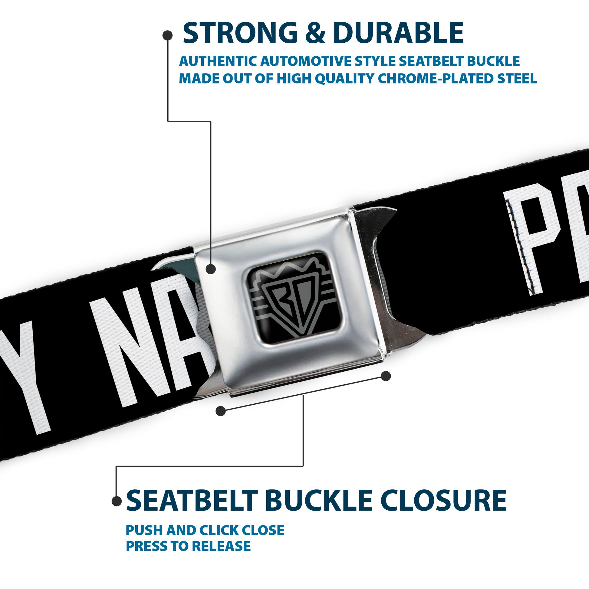 Seatbelt Belt - PARTY NAKED Black/White Seatbelt Belts Buckle-Down