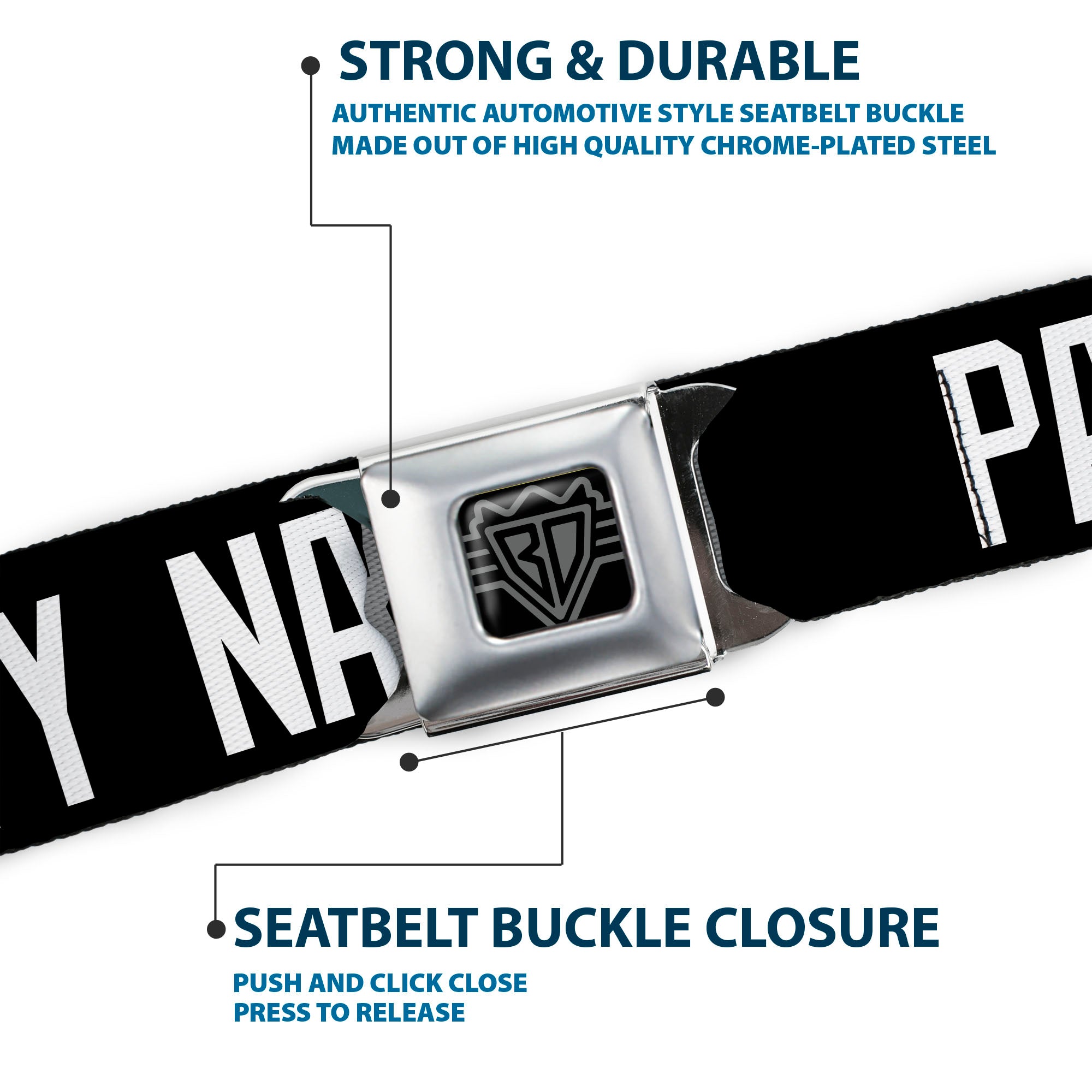Seatbelt Belt - PARTY NAKED Black/White Seatbelt Belts Buckle-Down