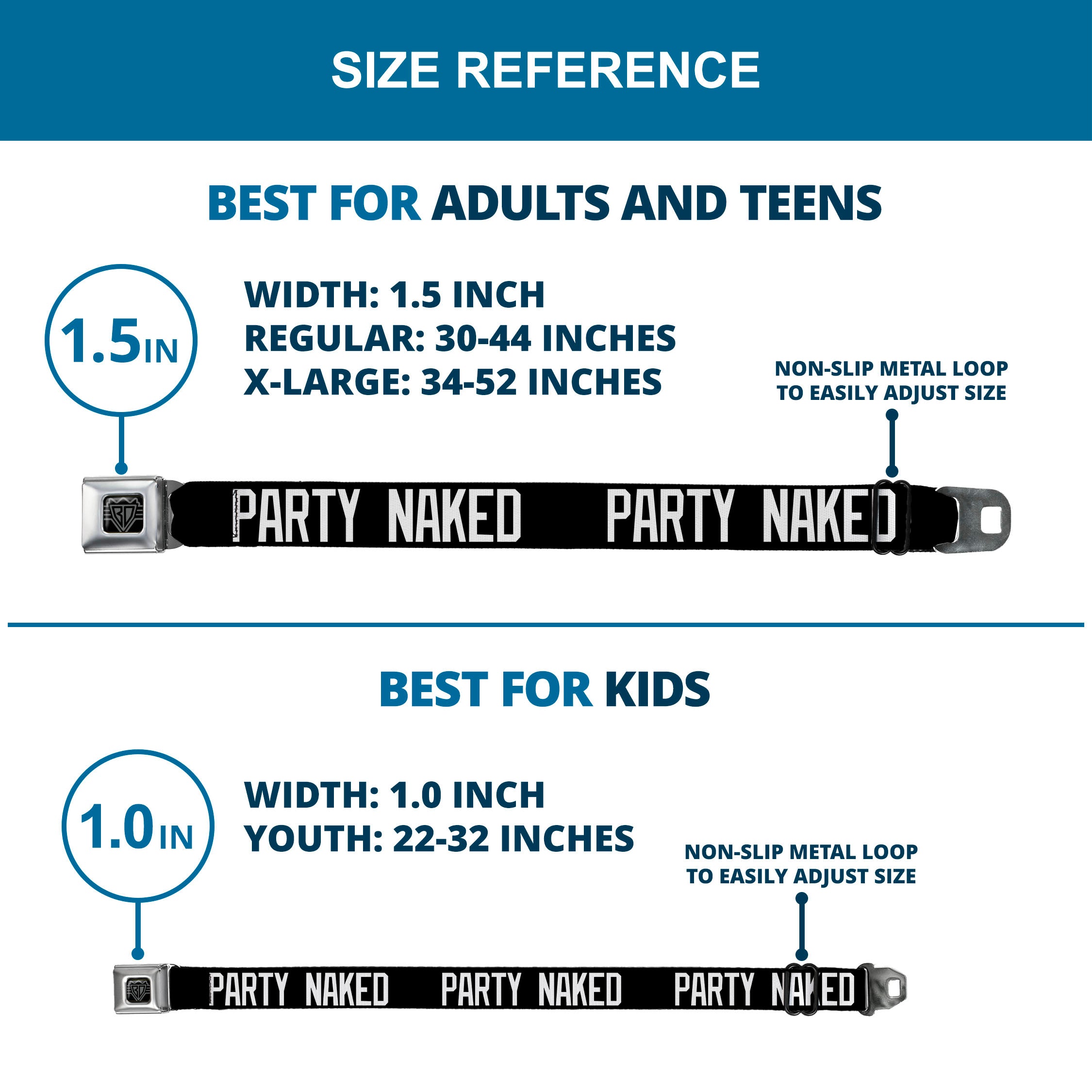 Seatbelt Belt - PARTY NAKED Black/White Seatbelt Belts Buckle-Down