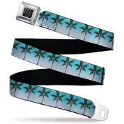 BD Wings Logo CLOSE-UP Black/Silver Seatbelt Belt - Palm Tree Skyline Webbing Seatbelt Belts Buckle-Down