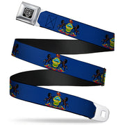 BD Wings Logo CLOSE-UP Full Color Black Silver Seatbelt Belt - Pennsylvania Flag Webbing Seatbelt Belts Buckle-Down