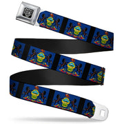 BD Wings Logo CLOSE-UP Full Color Black Silver Seatbelt Belt - Pennsylvania Flags/Black Webbing Seatbelt Belts Buckle-Down