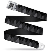 BD Wings Logo CLOSE-UP Full Color Black Silver Seatbelt Belt - Pine Tree Silhouettes Black/Grays Webbing Seatbelt Belts Buckle-Down