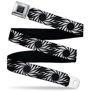 BD Wings Logo CLOSE-UP Black/Silver Seatbelt Belt - Pinwheel Black/White Webbing Seatbelt Belts Buckle-Down