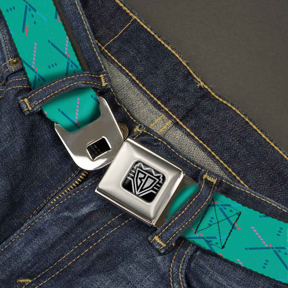 BD Wings Logo CLOSE-UP Full Color Black Silver Seatbelt Belt - PDX Airport Carpet Old Webbing Seatbelt Belts Buckle-Down