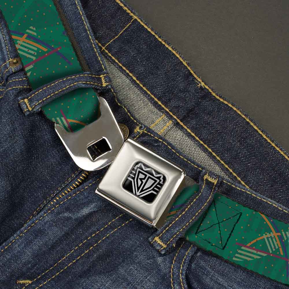 BD Wings Logo CLOSE-UP Full Color Black Silver Seatbelt Belt - PDX Airport Carpet New Webbing Seatbelt Belts Buckle-Down