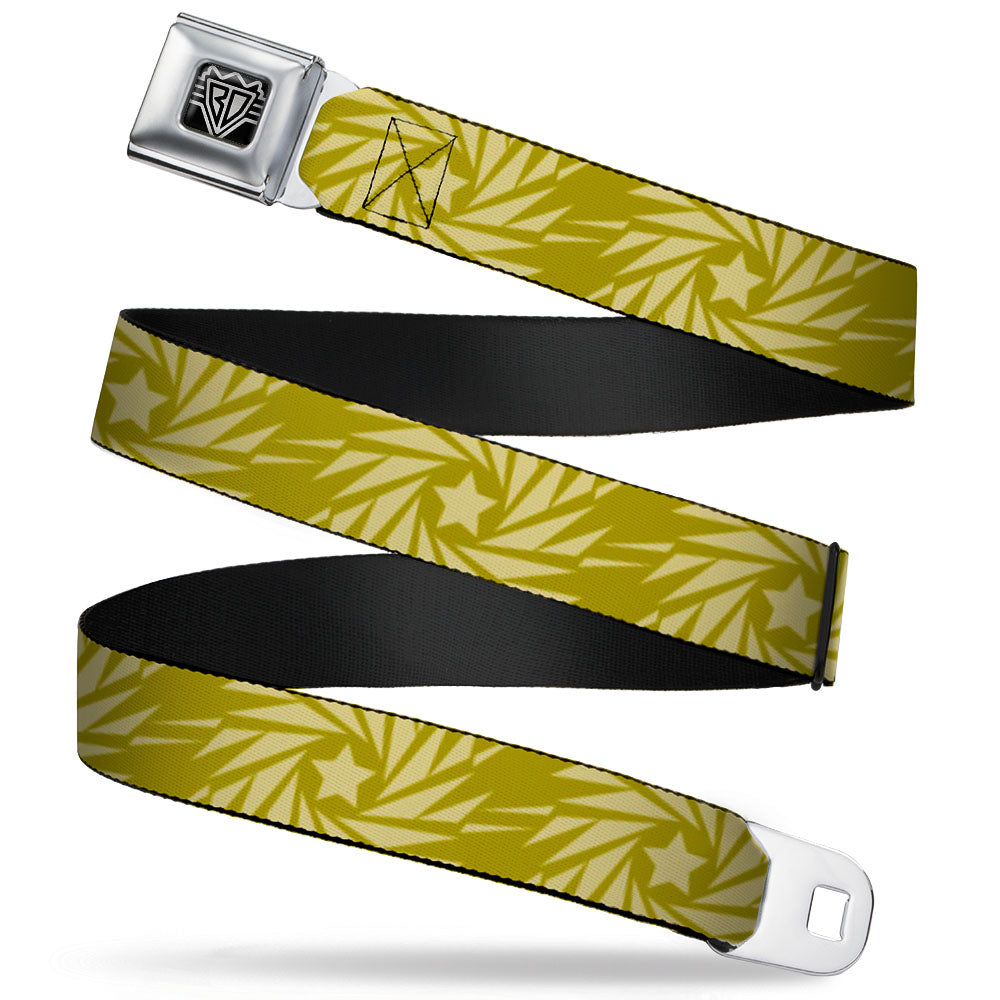 BD Wings Logo CLOSE-UP Full Color Black Silver Seatbelt Belt - Pinwheel Star Olive Green/Beige Webbing Seatbelt Belts Buckle-Down