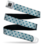 BD Wings Logo CLOSE-UP Black/Silver Seatbelt Belt - Palm Trees & Waves Monogram Blues/White Webbing Seatbelt Belts Buckle-Down