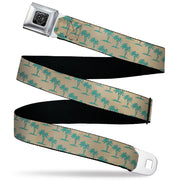 BD Wings Logo CLOSE-UP Black/Silver Seatbelt Belt - Palm Trees Silhouette Monogram Tan/Turquoise Webbing Seatbelt Belts Buckle-Down