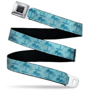 BD Wings Logo CLOSE-UP Black/Silver Seatbelt Belt - Palm Trees Silhouette Scattered Blues Webbing Seatbelt Belts Buckle-Down