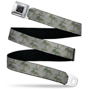 BD Wings Logo CLOSE-UP Black/Silver Seatbelt Belt - Palm Trees Silhouette Scattered Tan/Browns Webbing Seatbelt Belts Buckle-Down