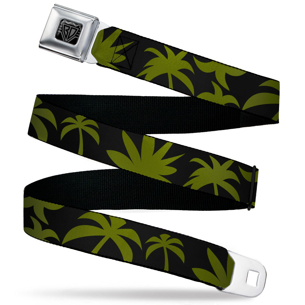 BD Wings Logo CLOSE-UP Black/Silver Seatbelt Belt - Palm Tree Silhouette3 CLOSE-UP Black/Olive Webbing Seatbelt Belts Buckle-Down