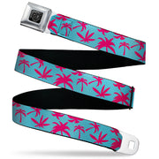 BD Wings Logo CLOSE-UP Black/Silver Seatbelt Belt - Palm Tree Silhouette4 Scattered Aqua/Pink Webbing Seatbelt Belts Buckle-Down