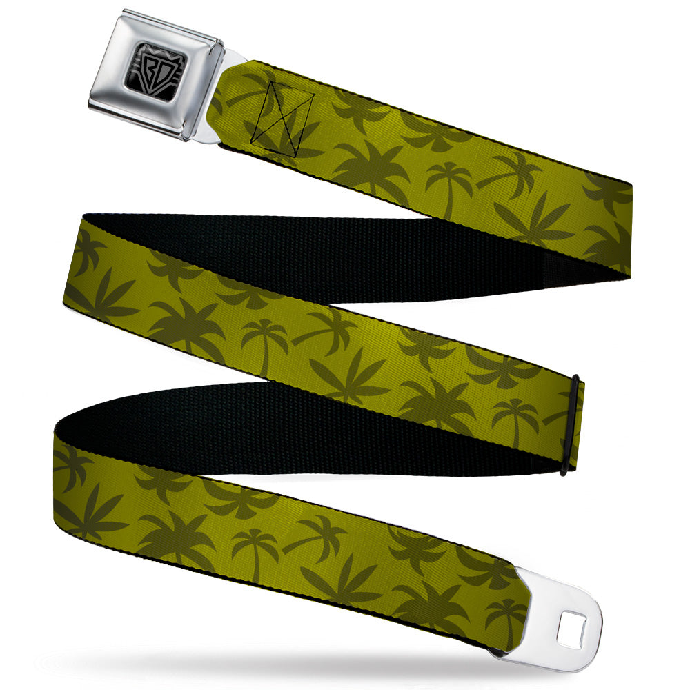 BD Wings Logo CLOSE-UP Black/Silver Seatbelt Belt - Palm Tree Silhouette4 Scattered Olive Greens Webbing Seatbelt Belts Buckle-Down
