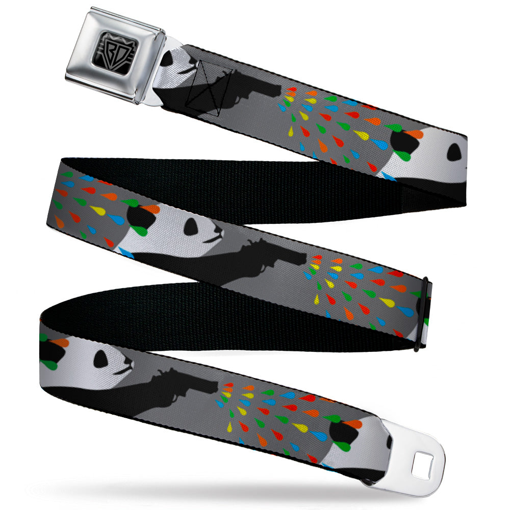 BD Wings Logo CLOSE-UP Black/Silver Seatbelt Belt - Panda Shooting Drops Gray/Black/White/Mutli Color Webbing Seatbelt Belts Buckle-Down