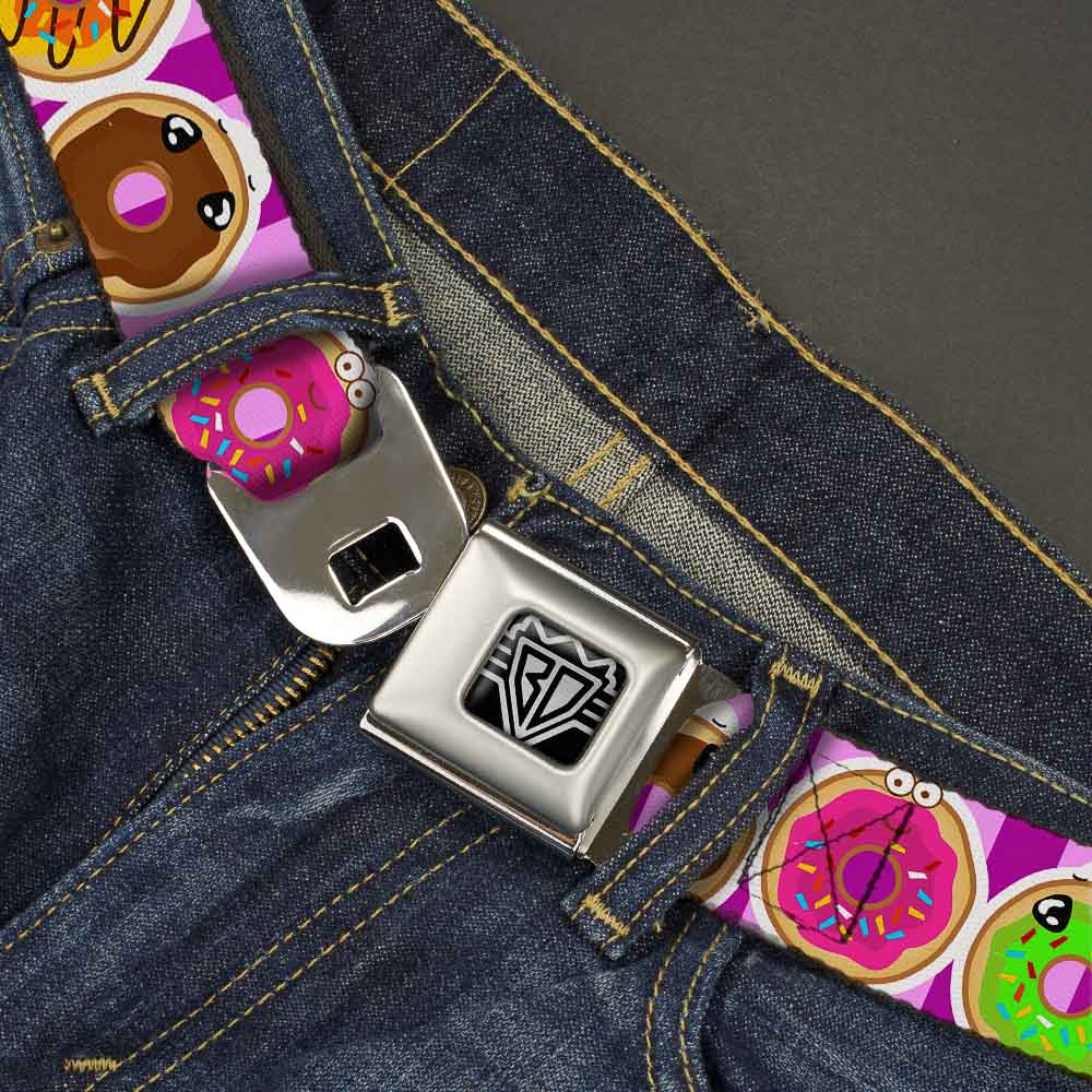 BD Wings Logo CLOSE-UP Full Color Black Silver Seatbelt Belt - Sprinkle Donut Expressions Pink Webbing Seatbelt Belts Buckle-Down