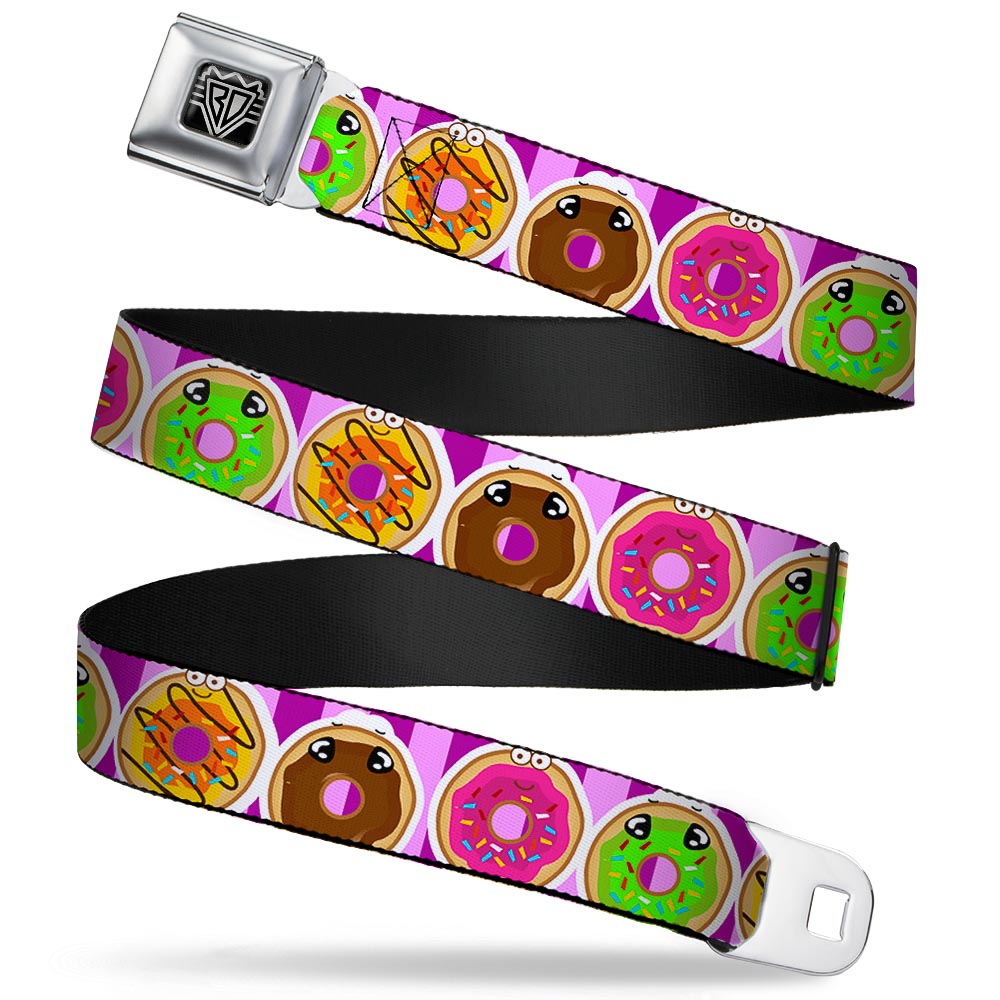 BD Wings Logo CLOSE-UP Full Color Black Silver Seatbelt Belt - Sprinkle Donut Expressions Pink Webbing Seatbelt Belts Buckle-Down