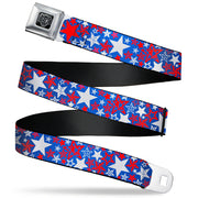 BD Wings Logo CLOSE-UP Full Color Black Silver Seatbelt Belt - Stargazer Blue/White/Red Webbing Seatbelt Belts Buckle-Down