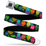 BD Wings Logo CLOSE-UP Black/Silver Seatbelt Belt - Skulls & Flowers Black/Multi Color Webbing Seatbelt Belts Buckle-Down