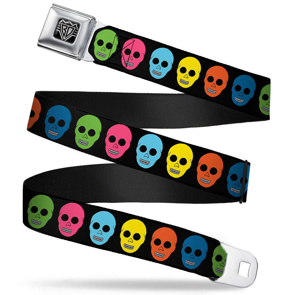 BD Wings Logo CLOSE-UP Full Color Black Silver Seatbelt Belt - Skulls Black/Multi Color Webbing Seatbelt Belts Buckle-Down
