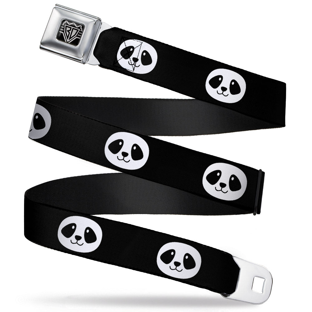 BD Wings Logo CLOSE-UP Full Color Black Silver Seatbelt Belt - Smiling Panda Face Black/White Webbing Seatbelt Belts Buckle-Down