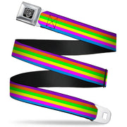 BD Wings Logo CLOSE-UP Full Color Black Silver Seatbelt Belt - Stripes Purple/Orange/Green/Yellow/Pink/Blue Webbing Seatbelt Belts Buckle-Down