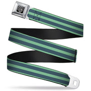 BD Wings Logo CLOSE-UP Full Color Black Silver Seatbelt Belt - Stripes Pastel Green/Olive Webbing Seatbelt Belts Buckle-Down