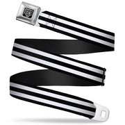 BD Wings Logo CLOSE-UP Full Color Black Silver Seatbelt Belt - Stripes 3Black/2White Webbing Seatbelt Belts Buckle-Down