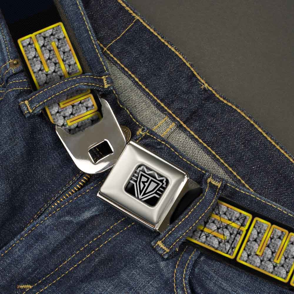 BD Wings Logo CLOSE-UP Full Color Black Silver Seatbelt Belt - SWAG Black/Bling Webbing Seatbelt Belts Buckle-Down