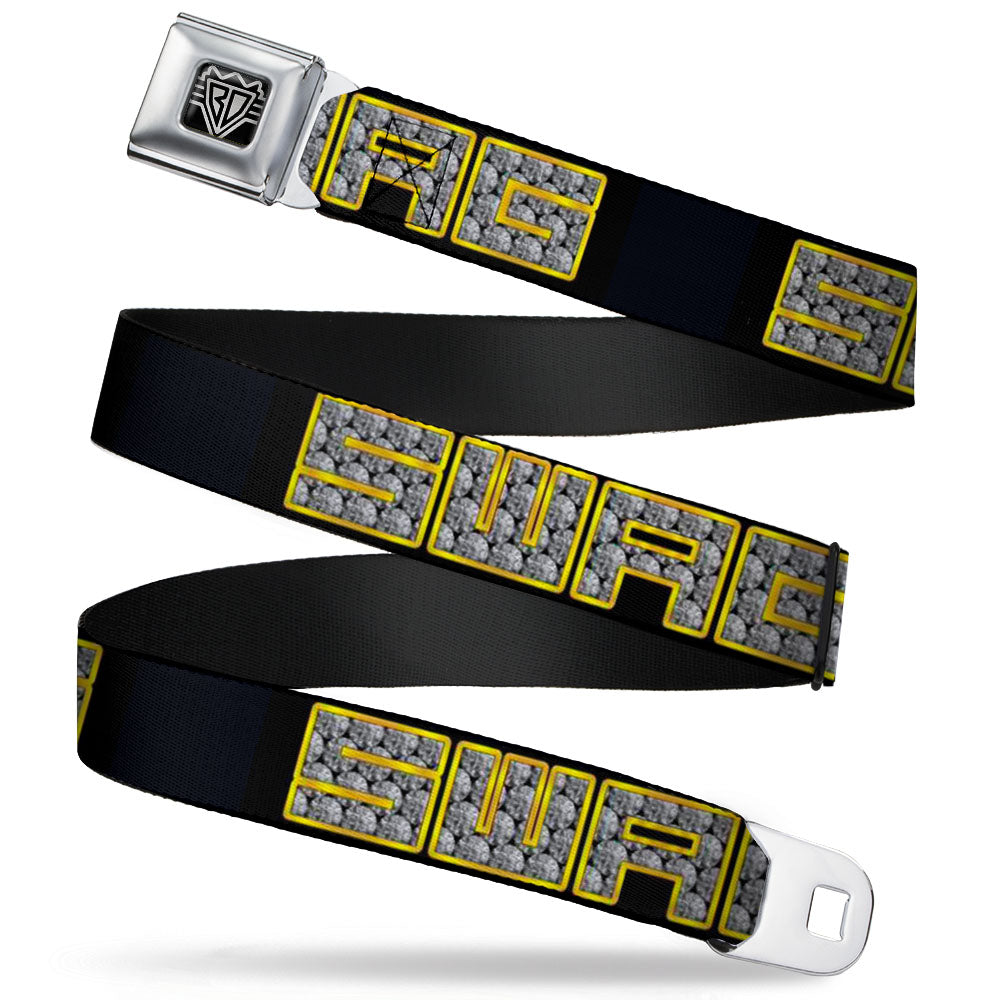 BD Wings Logo CLOSE-UP Full Color Black Silver Seatbelt Belt - SWAG Black/Bling Webbing Seatbelt Belts Buckle-Down