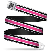 BD Wings Logo CLOSE-UP Full Color Black Silver Seatbelt Belt - Stripes White/Black/White/Pink Webbing Seatbelt Belts Buckle-Down