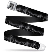 BD Wings Logo CLOSE-UP Full Color Black Silver Seatbelt Belt - Seattle Vivid Skyline Black/White Webbing Seatbelt Belts Buckle-Down